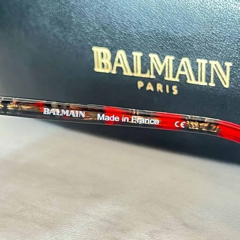 BALMAIN 56mm Modified Cat Eye Sunglasses, Polarized, Designer, Red Tortoise, NWT
